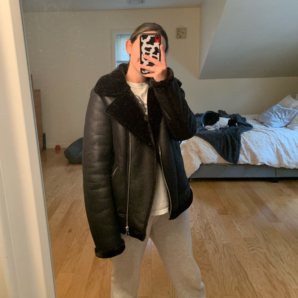 Missguided Sherpa lined aviator jacket